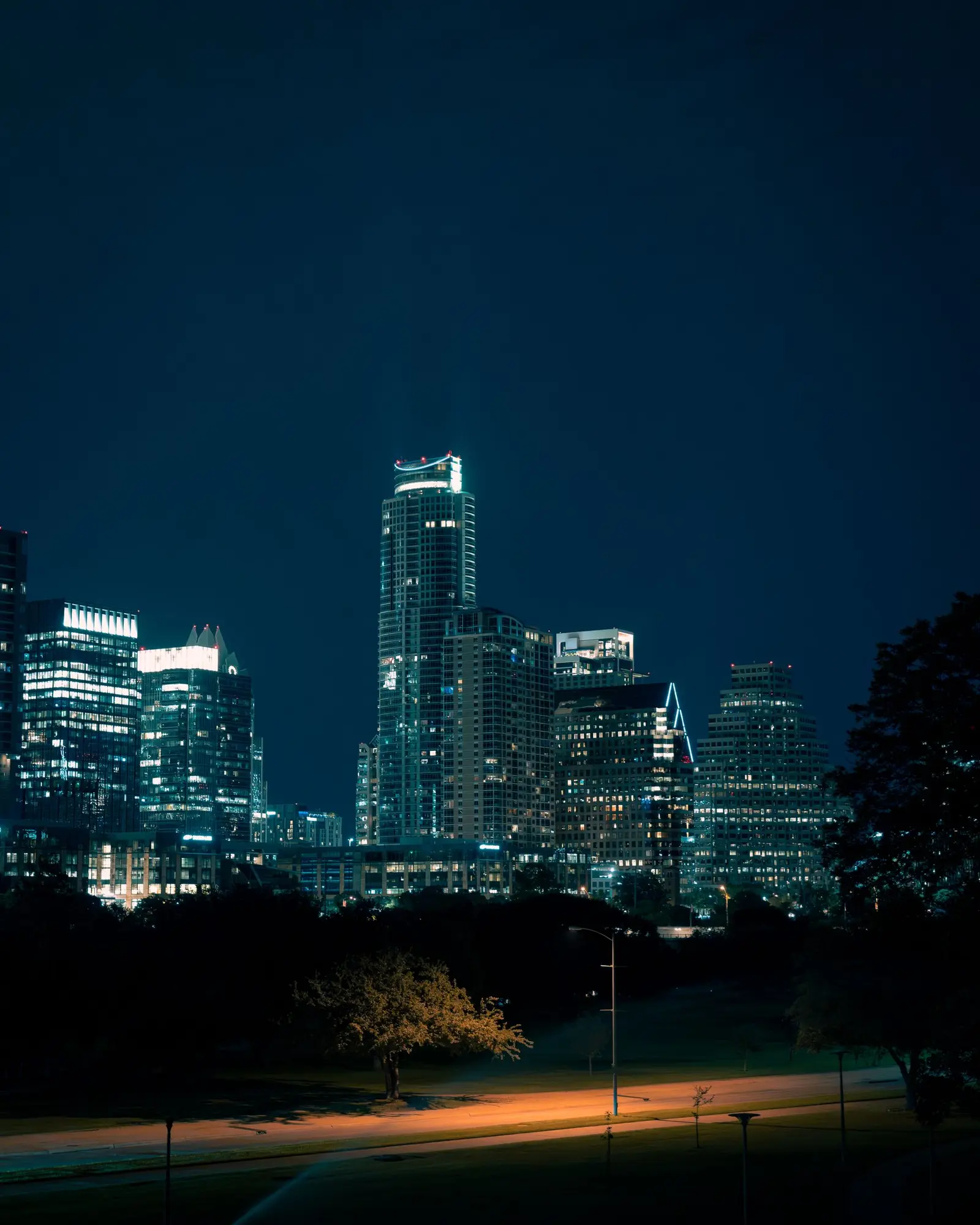 Austin skyline along the Colorado River. Austin, Texas