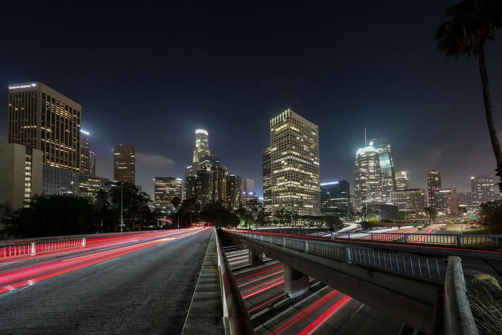 Los Angeles skyline from the air. Los Angeles, California